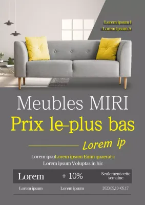 La photo gris et jaune met en valeur l'événement de l'ameublement