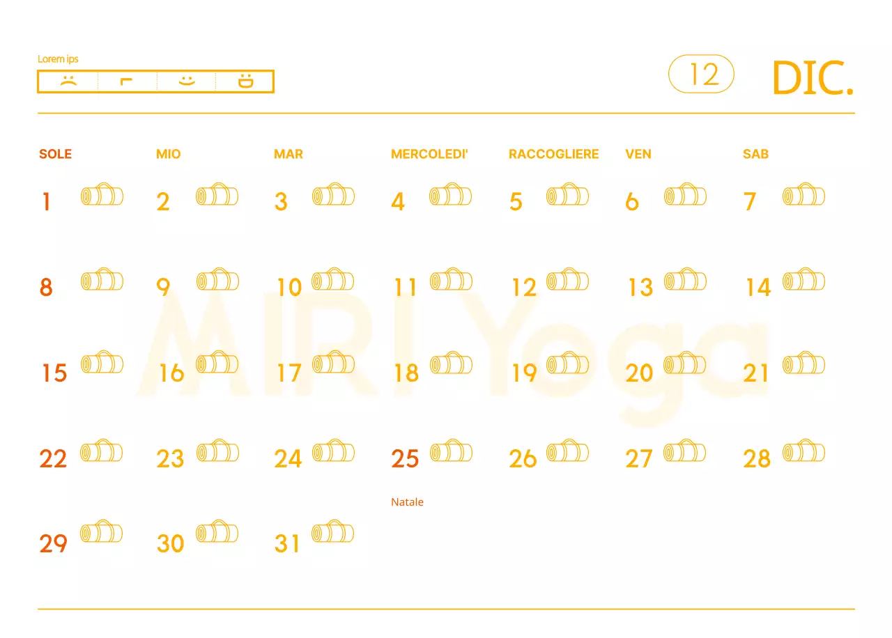 Calendari arancioni da regalare per promuovere il vostro studio di yoga
