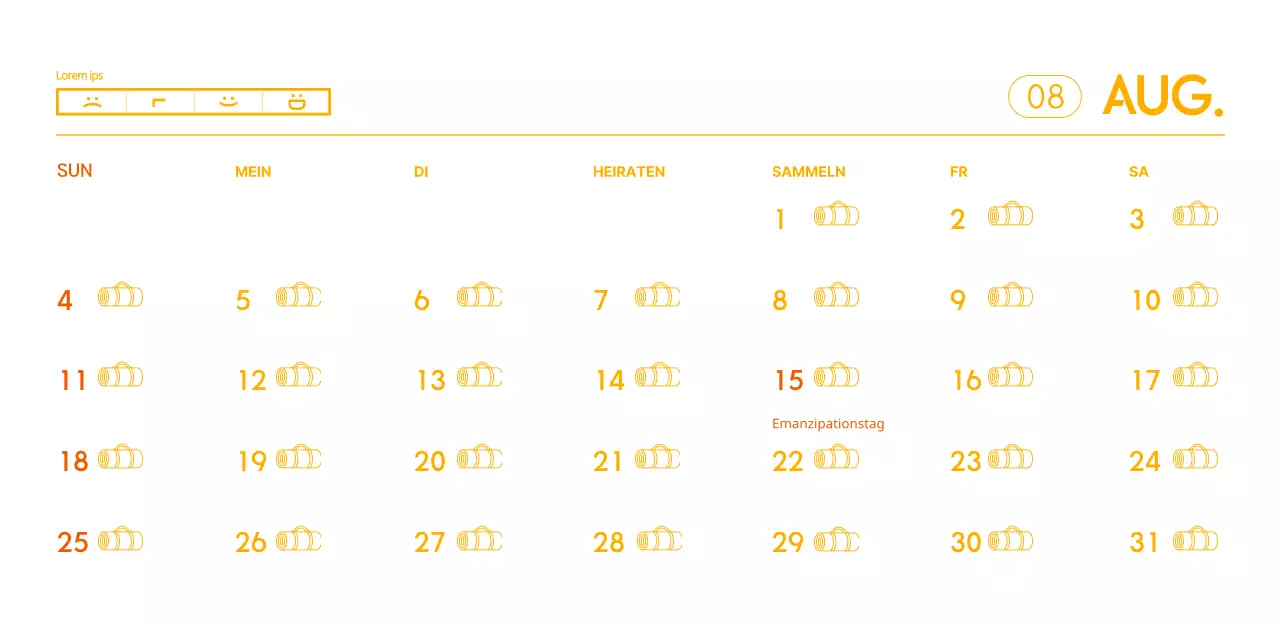 Orangefarbene Kalender zum Verschenken bei der Werbung für Ihr Yogastudio