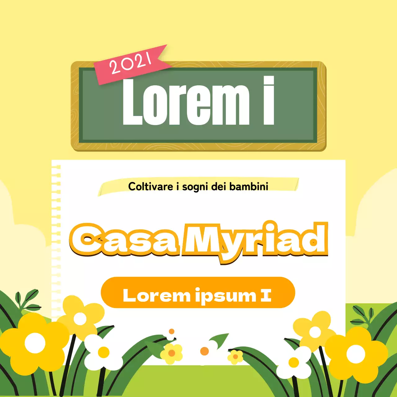 Illustrazione gialla simpatico reclutamento prescolare promozione asilo