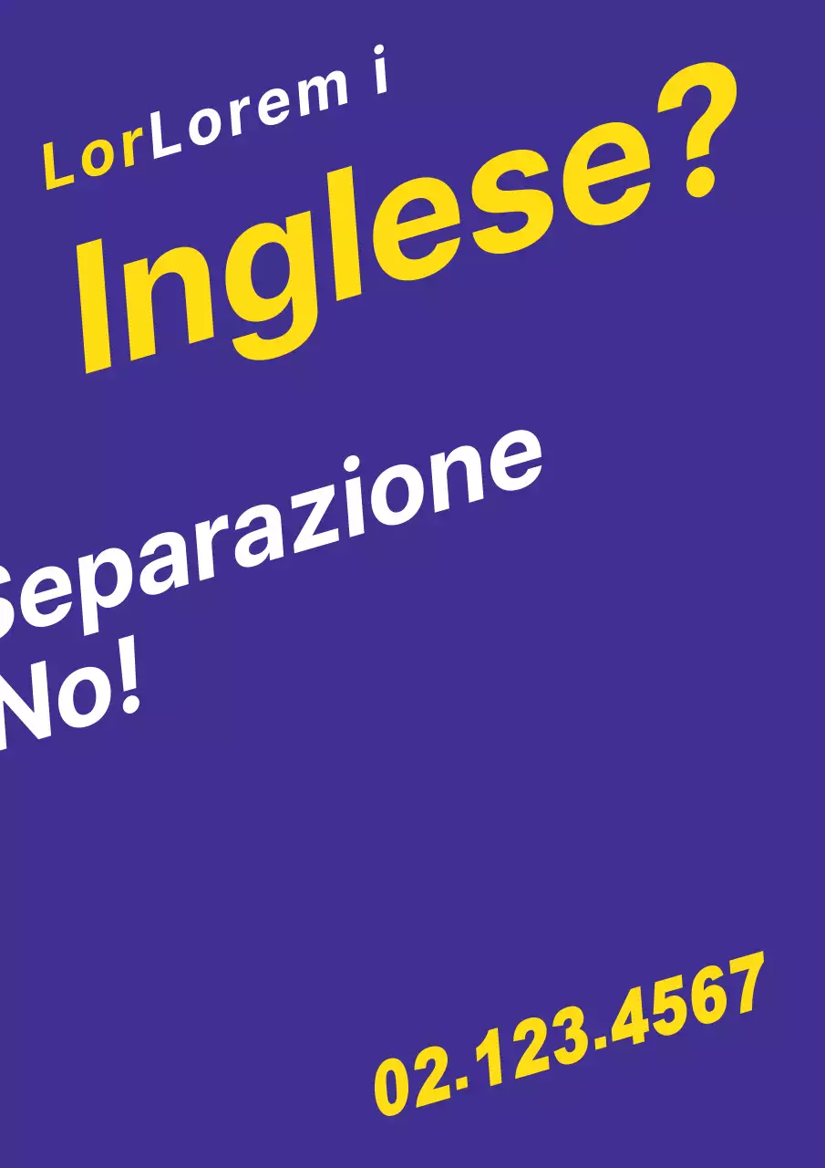 Un semplice pezzo promozionale con testo viola e giallo