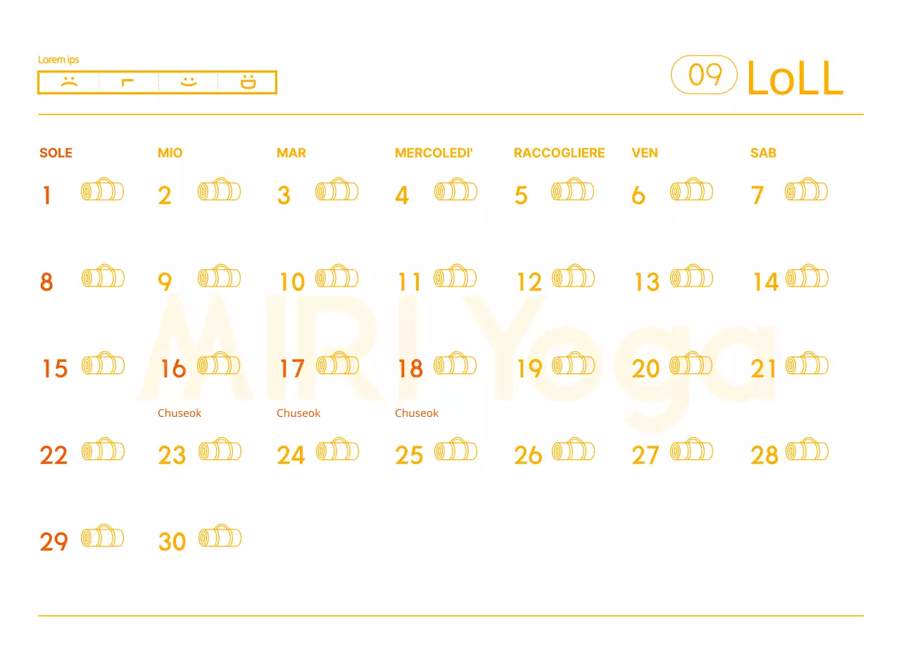 Calendari arancioni da regalare per promuovere il vostro studio di yoga