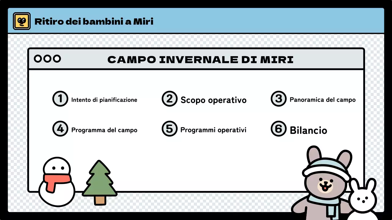 Campo invernale per bambini dallo stile simpatico in azzurro e verde