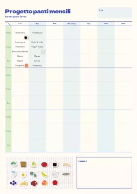 Un diario dietetico di base nei colori avorio e azzurro.