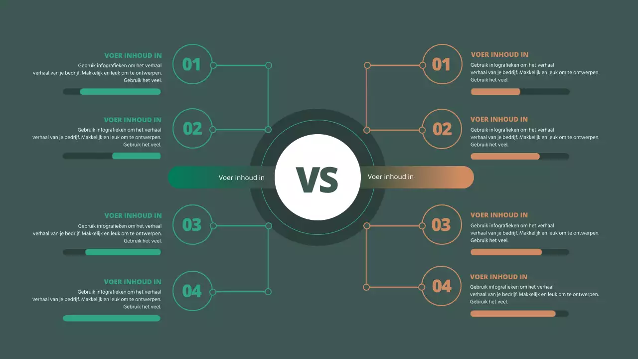 Nette groene en bruine infographic ter vergelijking van het concurrerende landschap