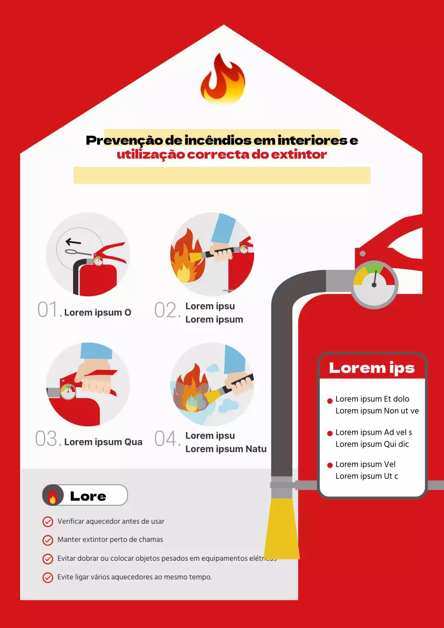 Um guia simples para utilizar um extintor de incêndio vermelho