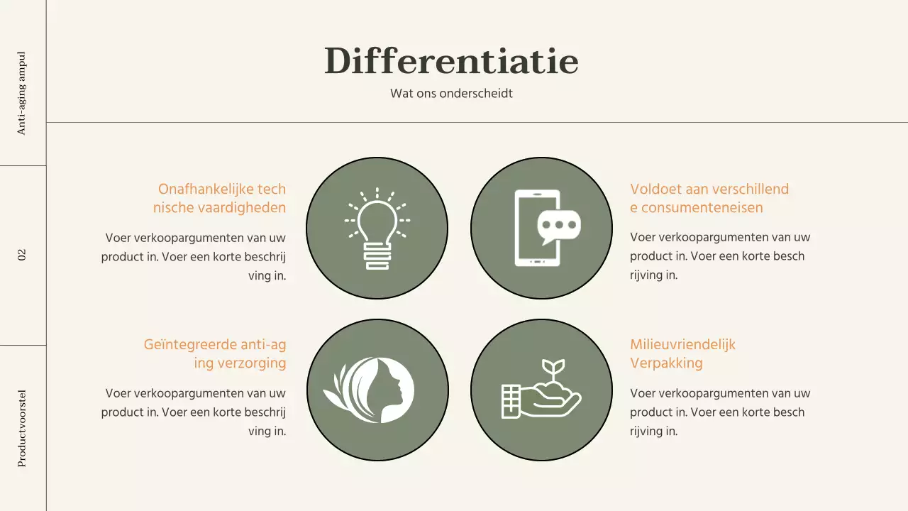 Productoverzicht cosmetica met oranje accenten