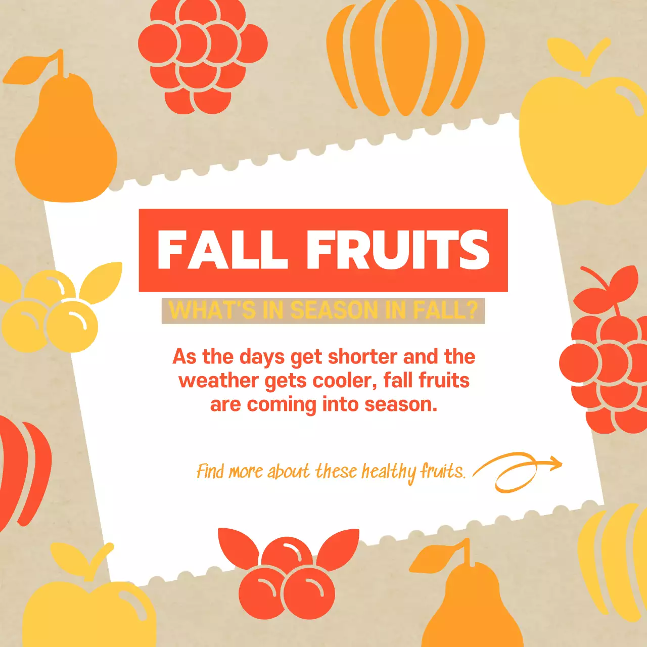 Orange Retro Fall Fruits Guide Social Media Post