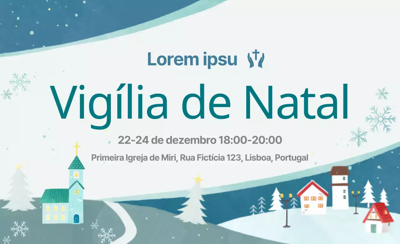 Um evento na igreja do presépio em azul-marinho e turquesa