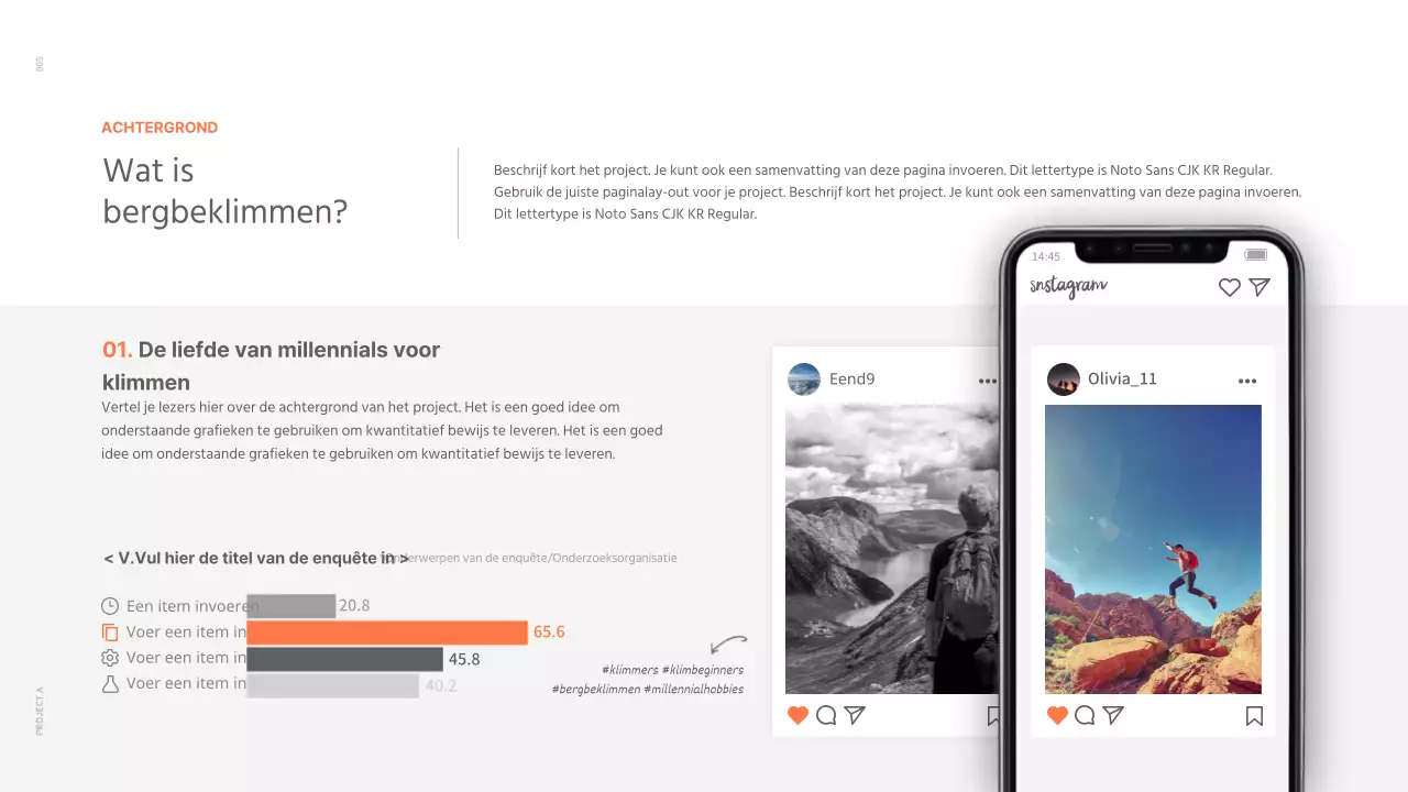 Een strakke conceptportfolio in wit en oranje