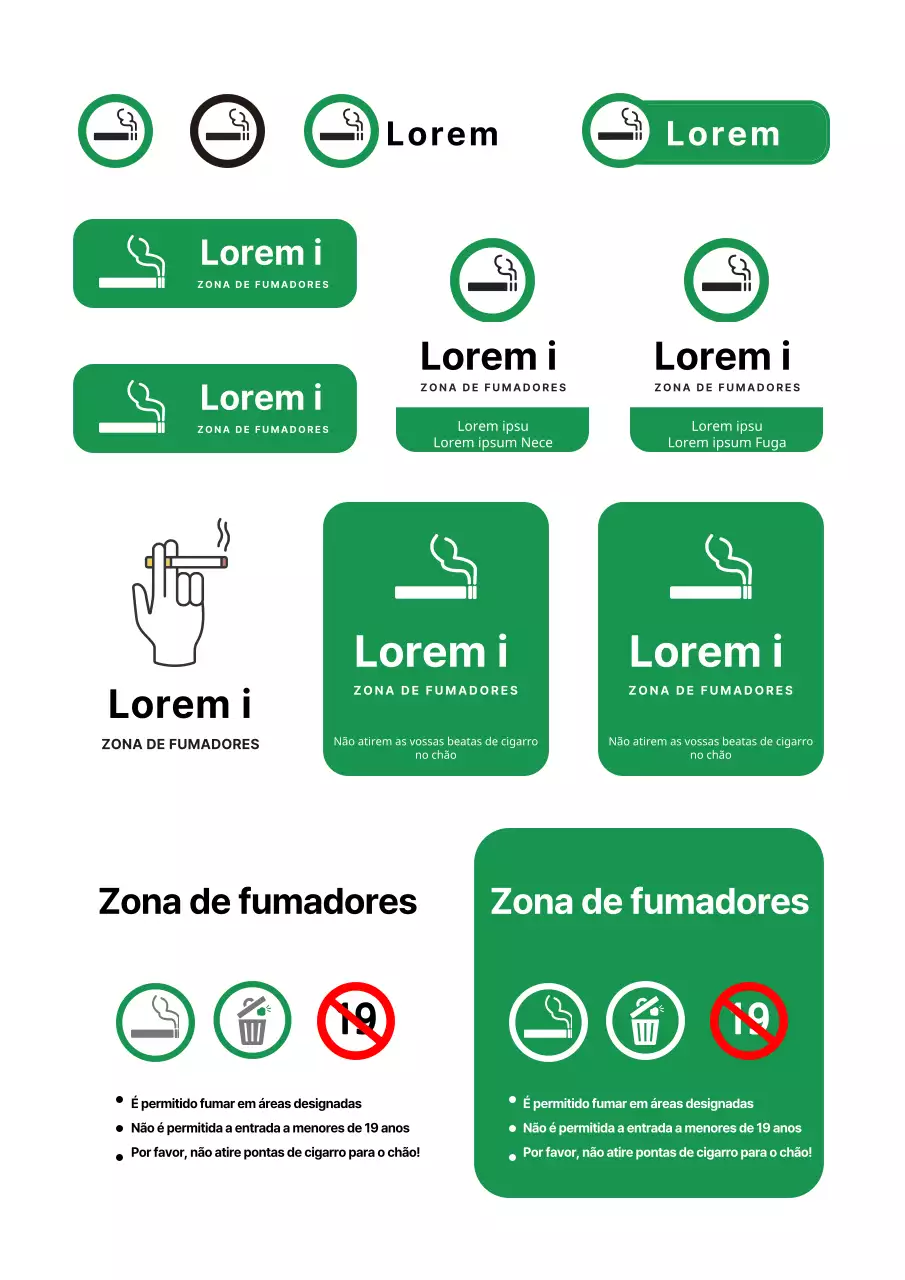 Autocolante branco simples para zonas de fumadores à mão livre