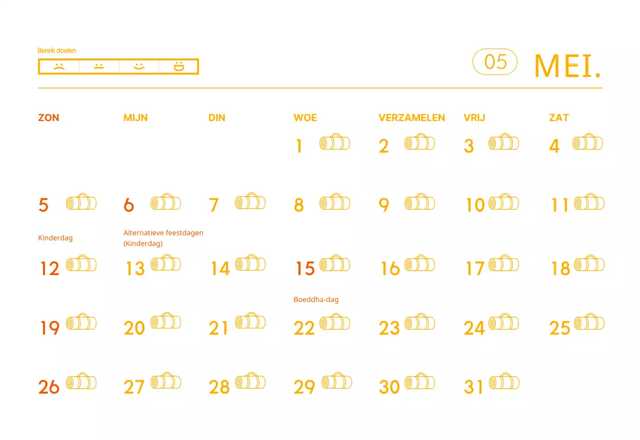 Oranje kalenders om weg te geven als je je yogastudio promoot