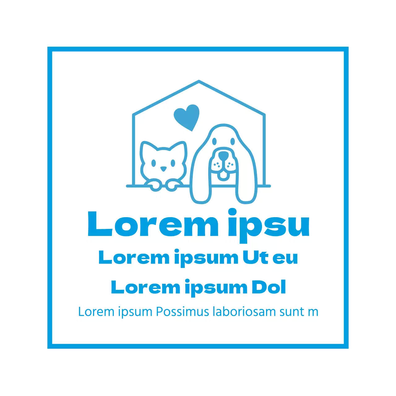 Azul ilustración logotipo lindo hospital de animales