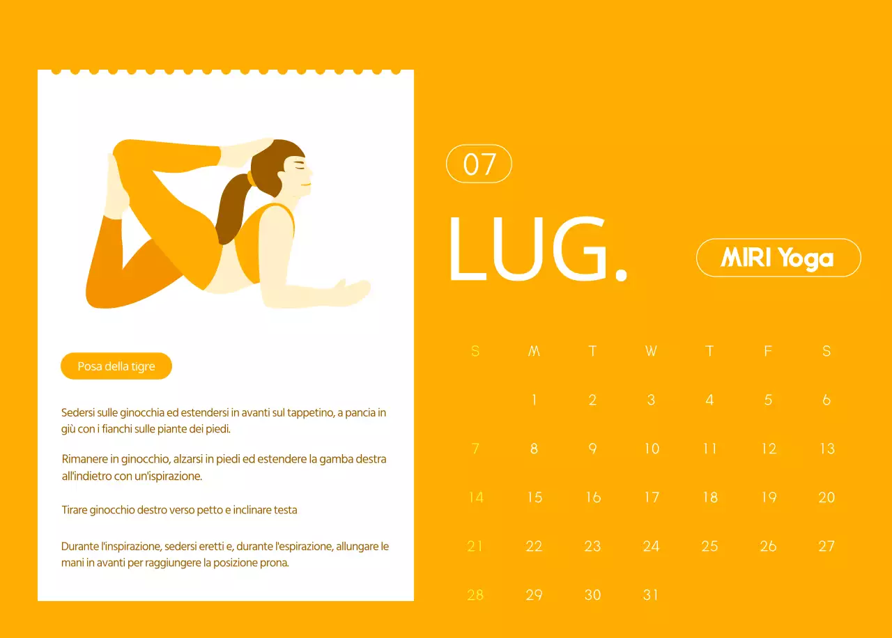Calendari arancioni da regalare per promuovere il vostro studio di yoga