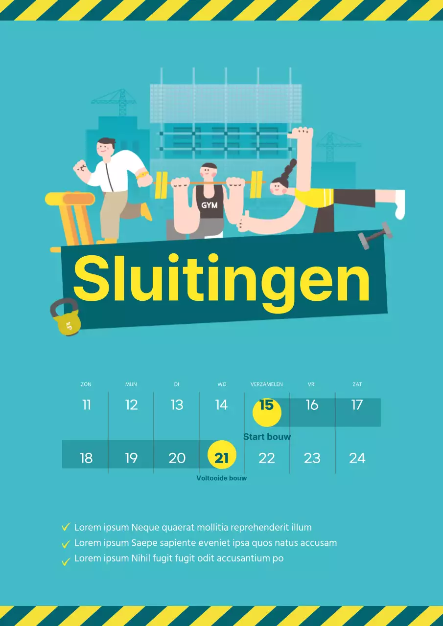 Mint geel eenvoudige illustratie hoog contrast concept sluiting aankondiging thema
