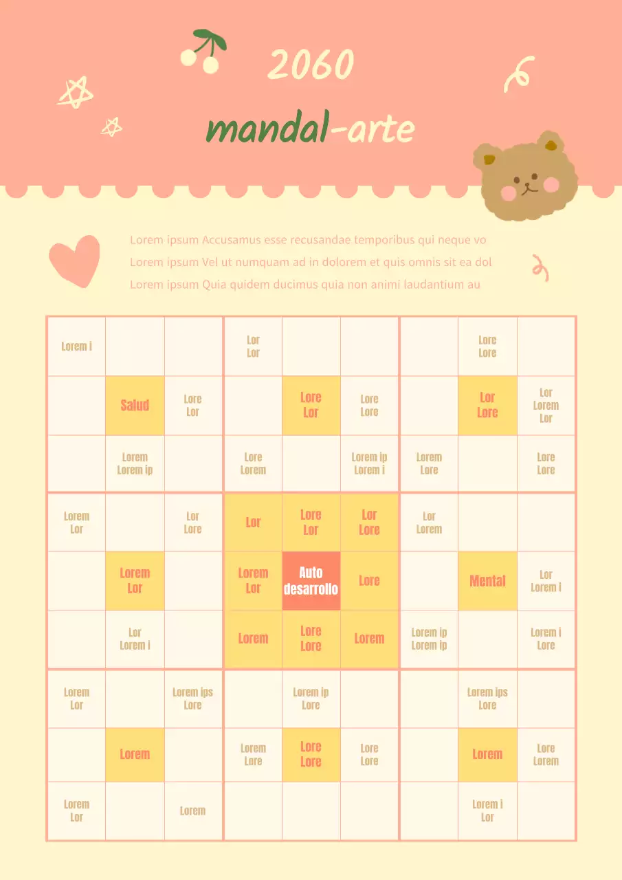 Bonitos mandalas conceptuales ilustrados en rosa y amarillo