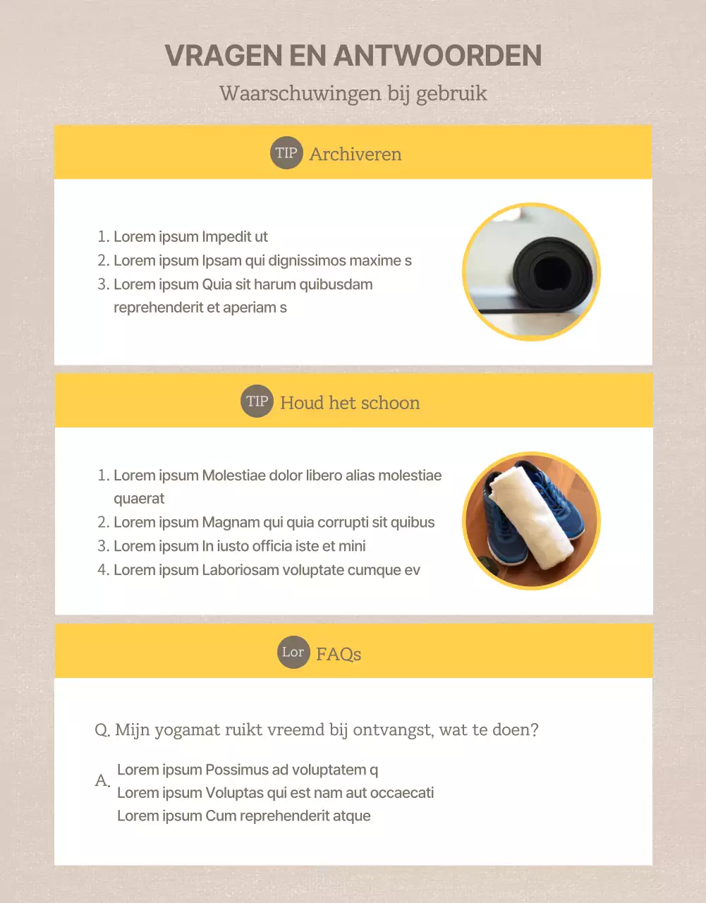 Natuurlijke bruine en gele yogamatten promoten