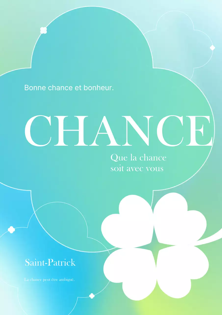 Dessin simple d'un trèfle à quatre feuilles en vert menthe