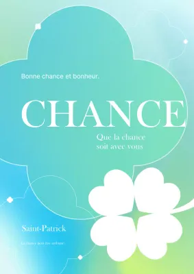 Dessin simple d'un trèfle à quatre feuilles en vert menthe