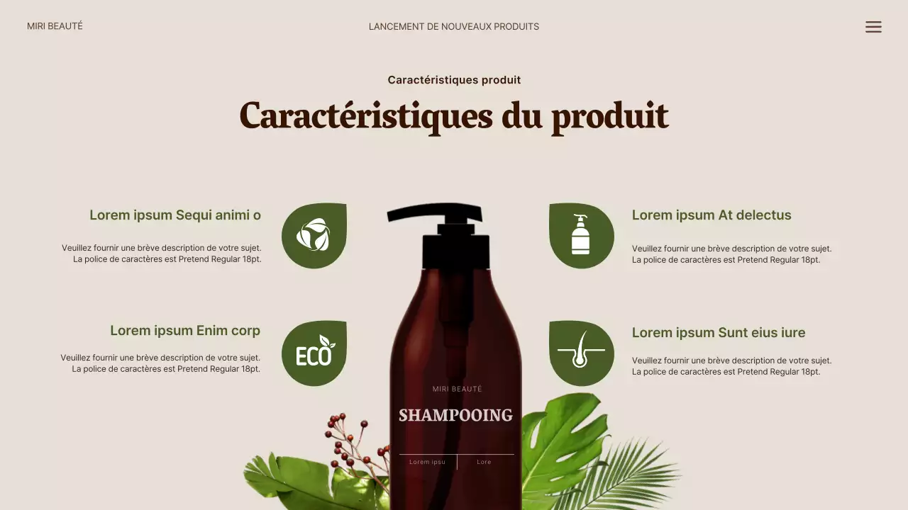 Nouveaux produits capillaires naturels en vert et beige