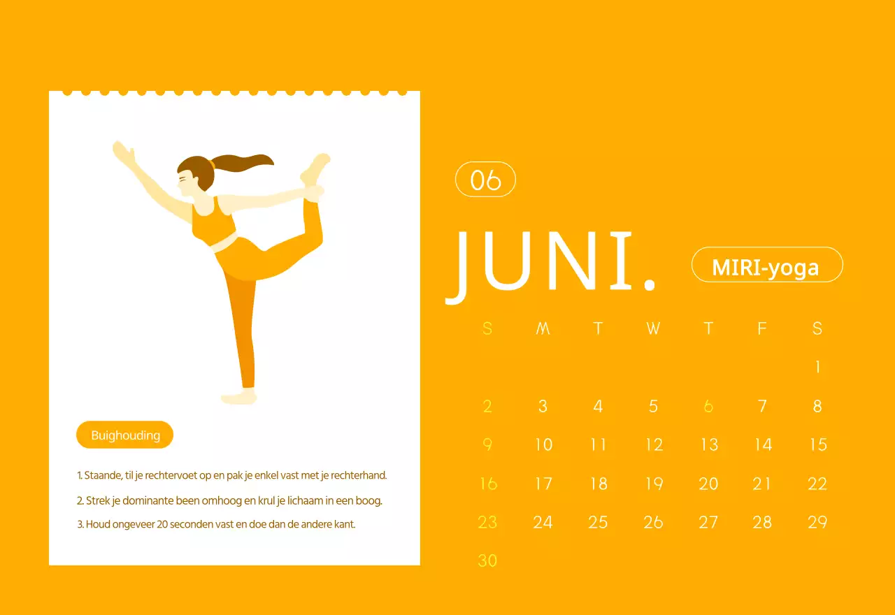 Oranje kalenders om weg te geven als je je yogastudio promoot