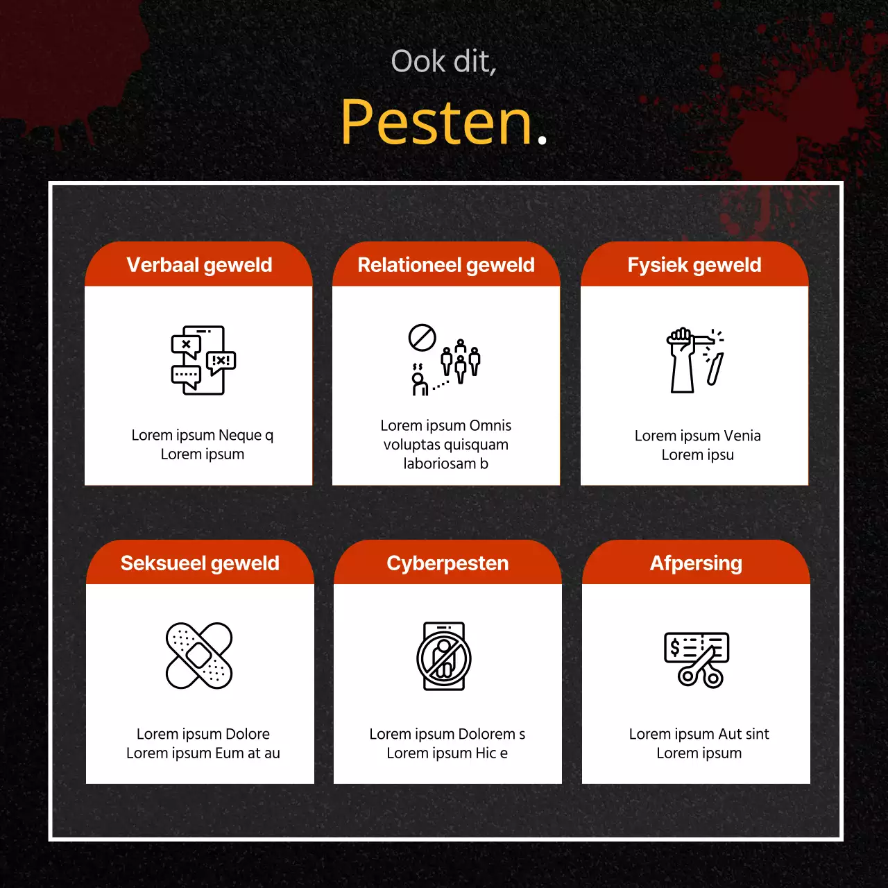 Post van het Adviescentrum voor pestpreventie in zwart en rood