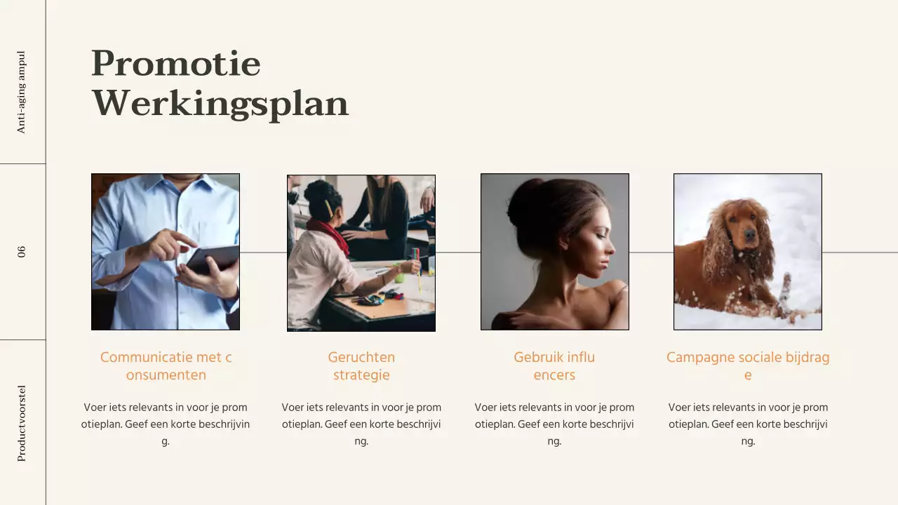 Productoverzicht cosmetica met oranje accenten