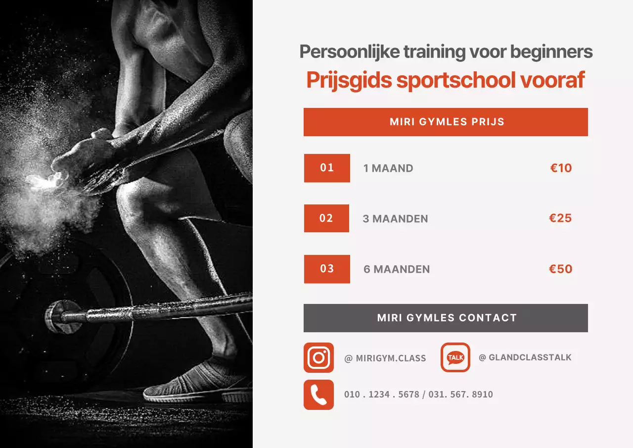 Orange en Monotone Indoor Gym Prijzen en roosters