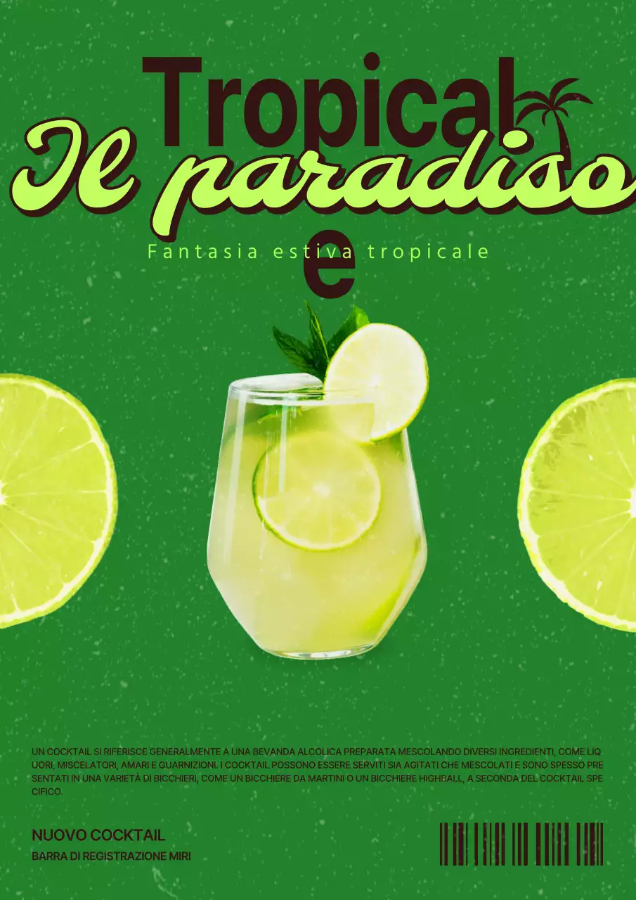Promuovere un cocktail tropicale in rosso e verde