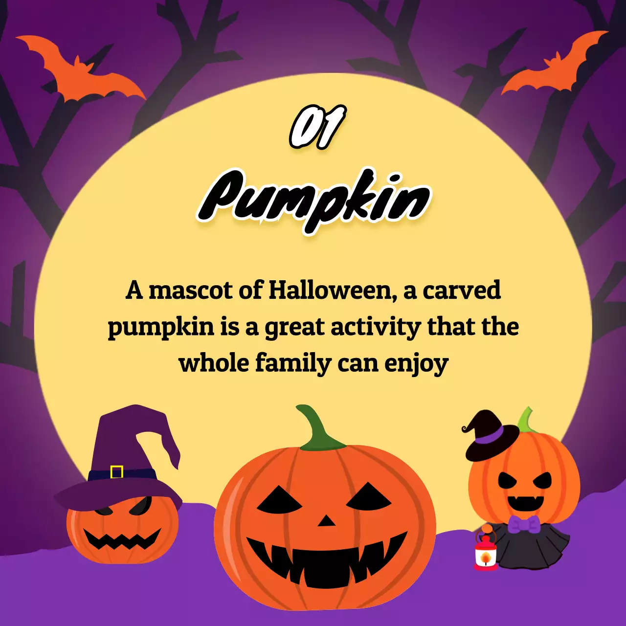 Purple Retro Halloween Announcement Social Media Post