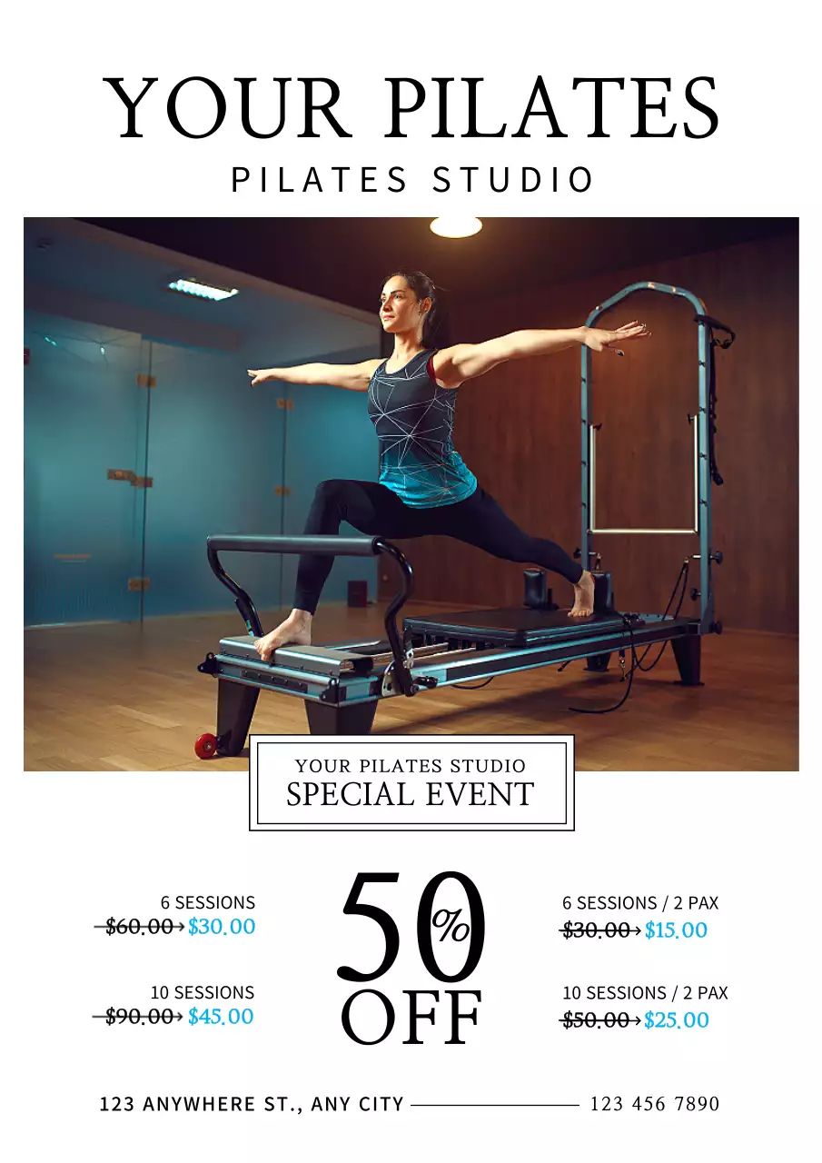 Blue Modern Pilates Promotion Poster