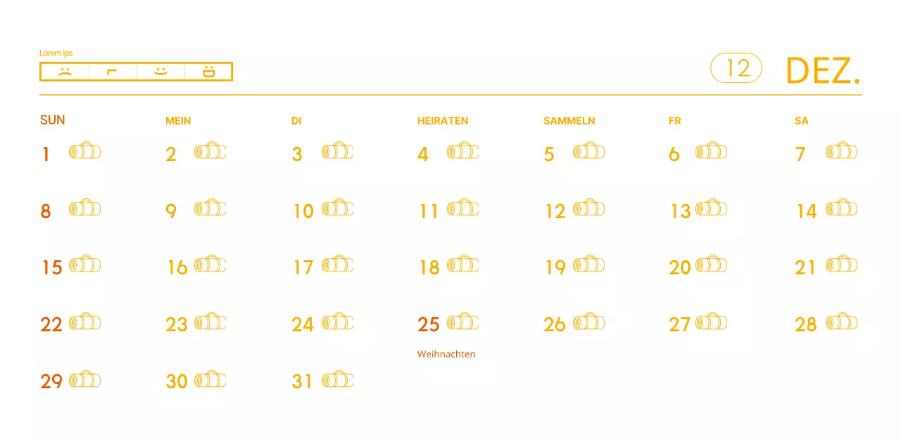 Orangefarbene Kalender zum Verschenken bei der Werbung für Ihr Yogastudio