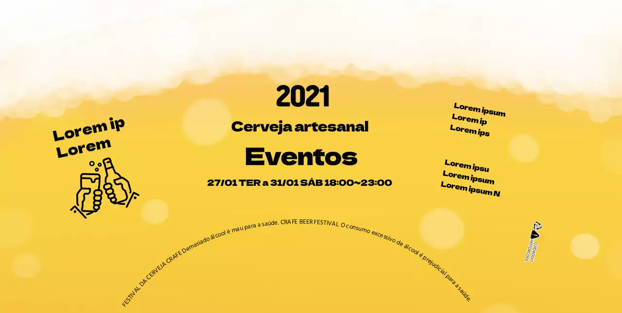 Ilustração de espuma amarela de um festival de cerveja artesanal