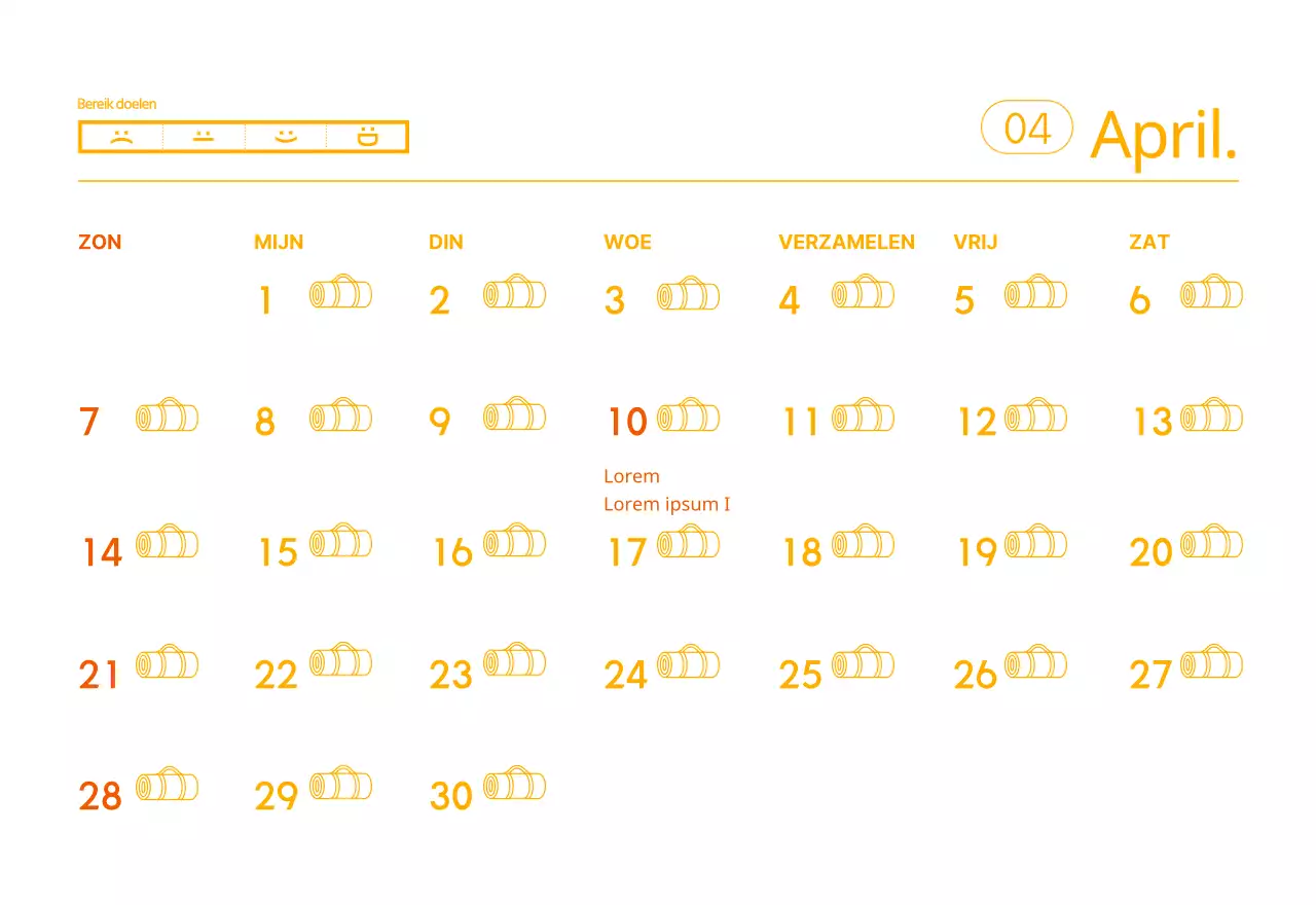 Oranje kalenders om weg te geven als je je yogastudio promoot