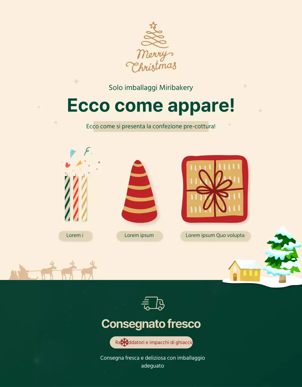 Illustrazione verde invernale Personalizzazione della torta di Natale Cena delle vacanze Pagina di dettaglio