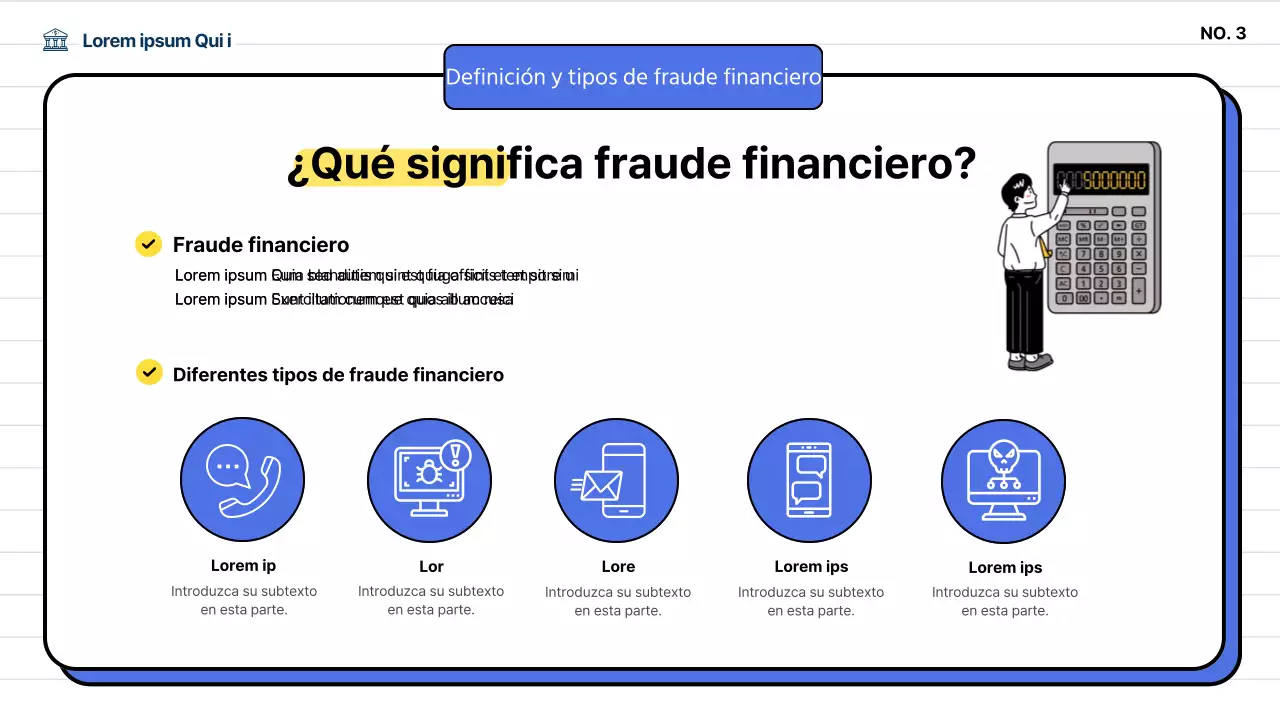 Formación en prevención del fraude financiero para adultos de mediana edad de color azul