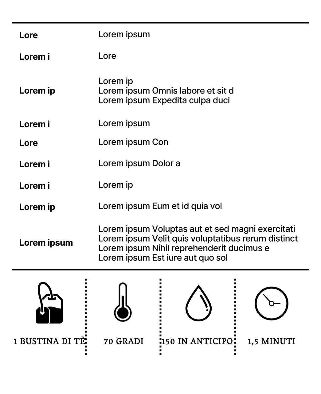 Design tradizionale del tè con semplici illustrazioni botaniche in nero