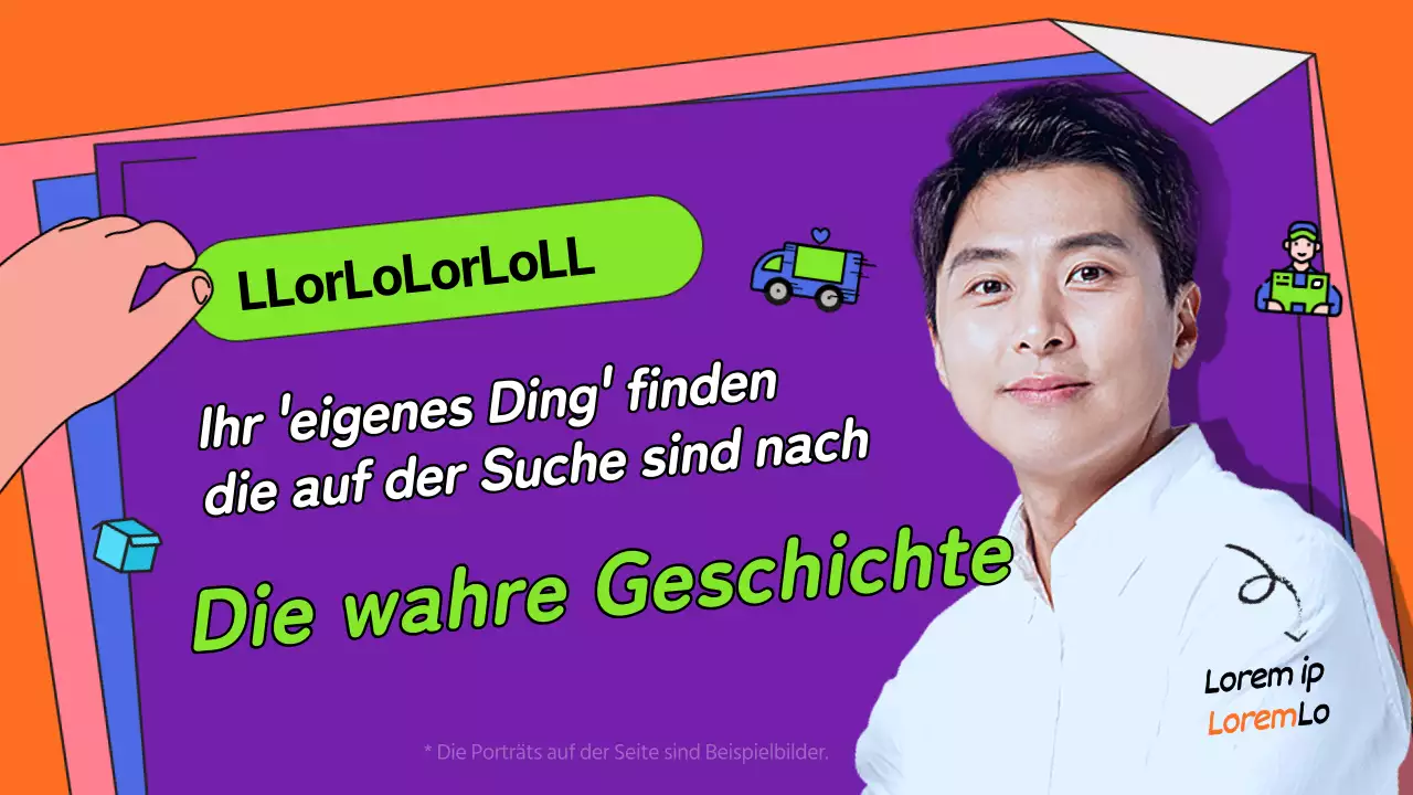 Interview-Miniaturansicht mit niedlicher lila Illustration