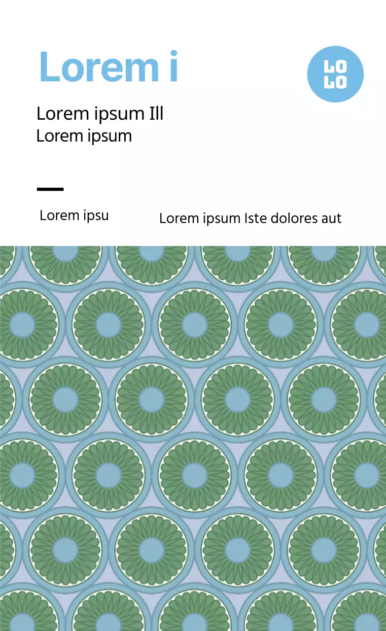 Blauw patroon traditioneel voedsel hanwa label