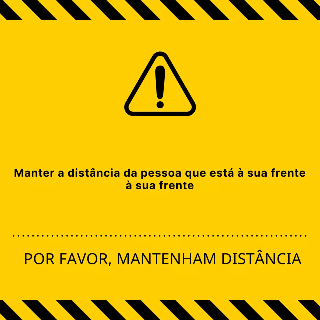 Estilo de combinação de ícones e texto simples e limpo em amarelo e preto Avisos de manutenção da distância