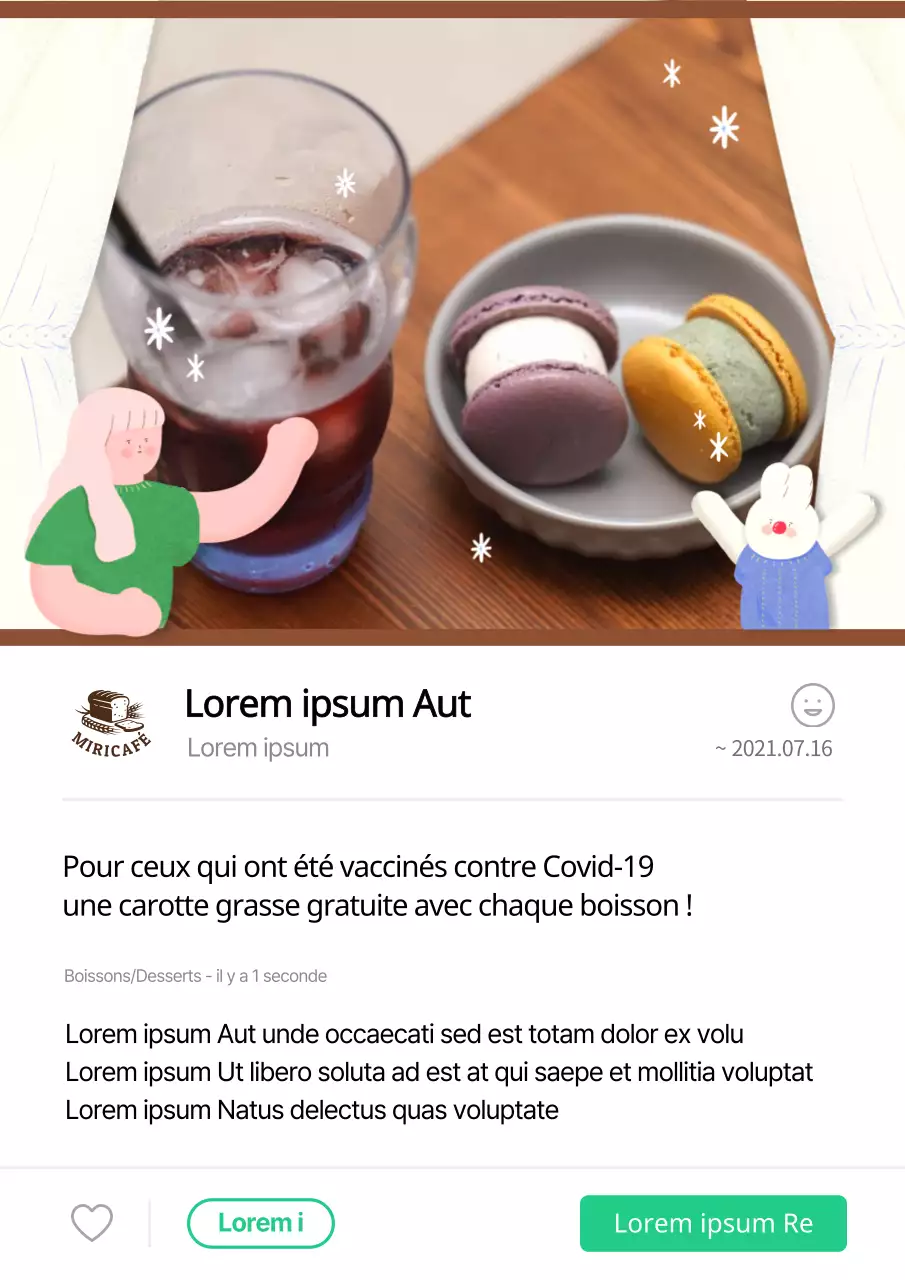 Promouvoir des macarons gratuits sur le thème d'une illustration mignonne