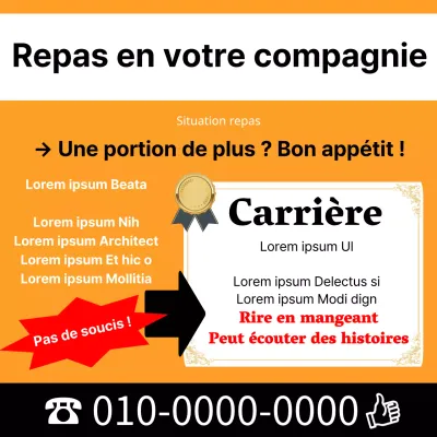 Affiche d'emploi pour les repas de classe B sur fond orange