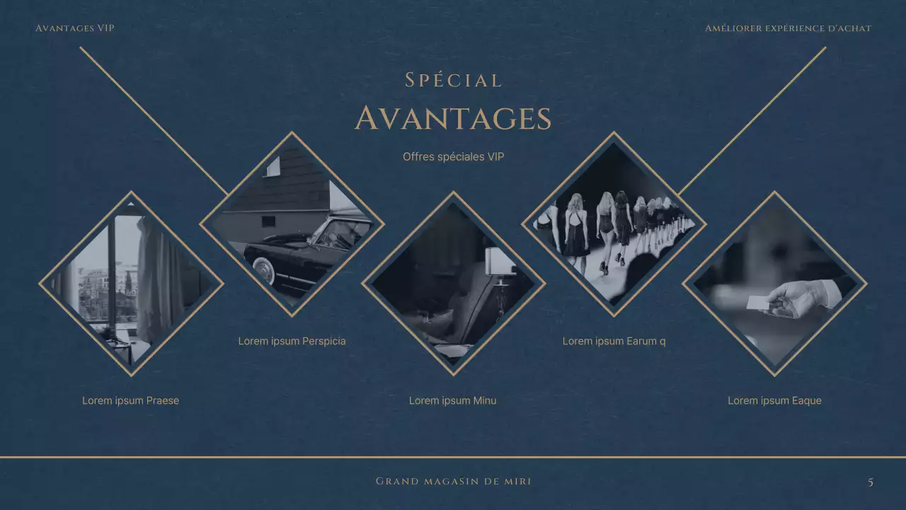 Un luxueux club VIP de grand magasin en rouge et bleu marine