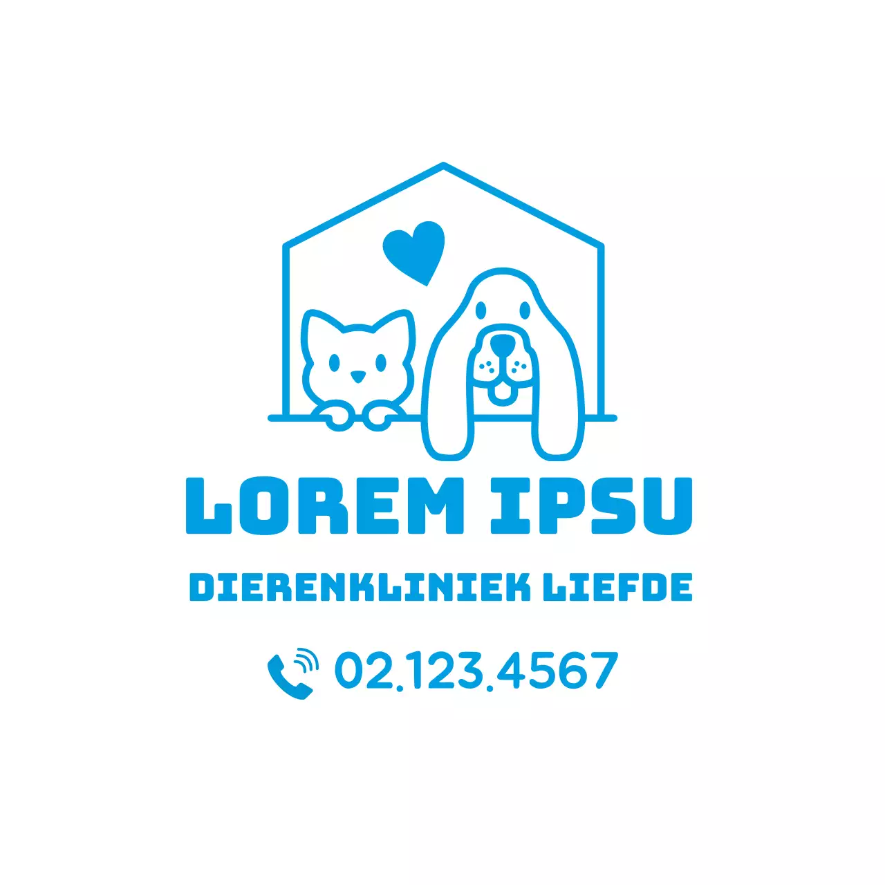 Blauwe illustratie logo schattig dierenziekenhuis