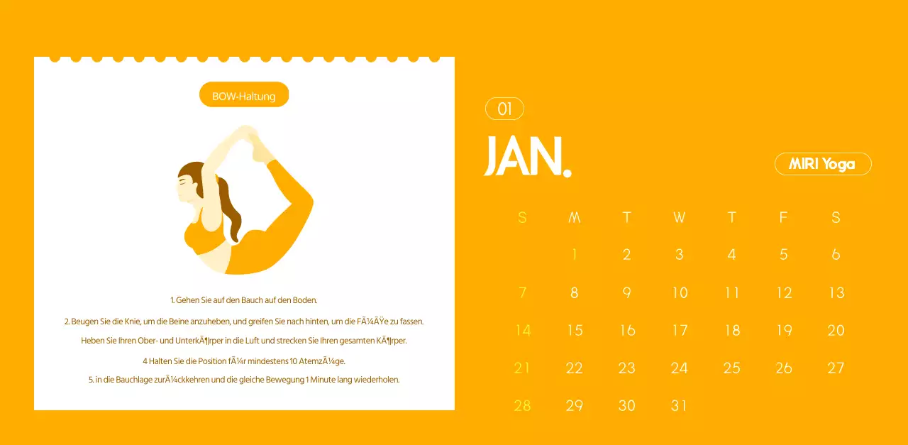Orangefarbene Kalender zum Verschenken bei der Werbung für Ihr Yogastudio