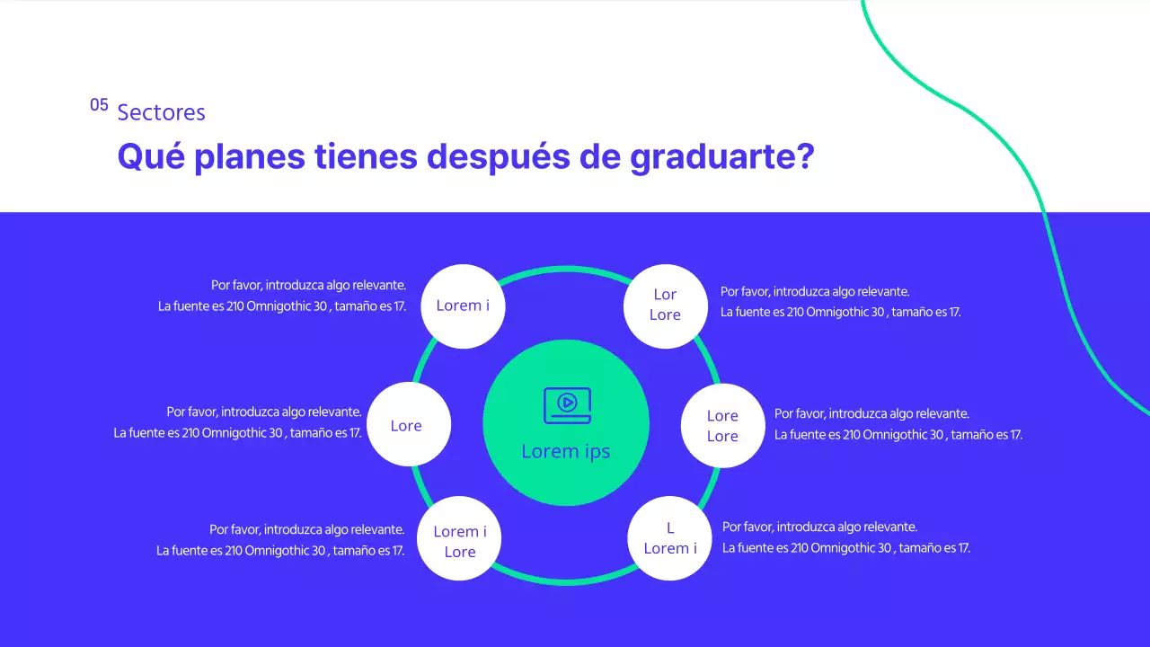 Una moderna presentación en azul y blanco del departamento de relaciones públicas de la universidad