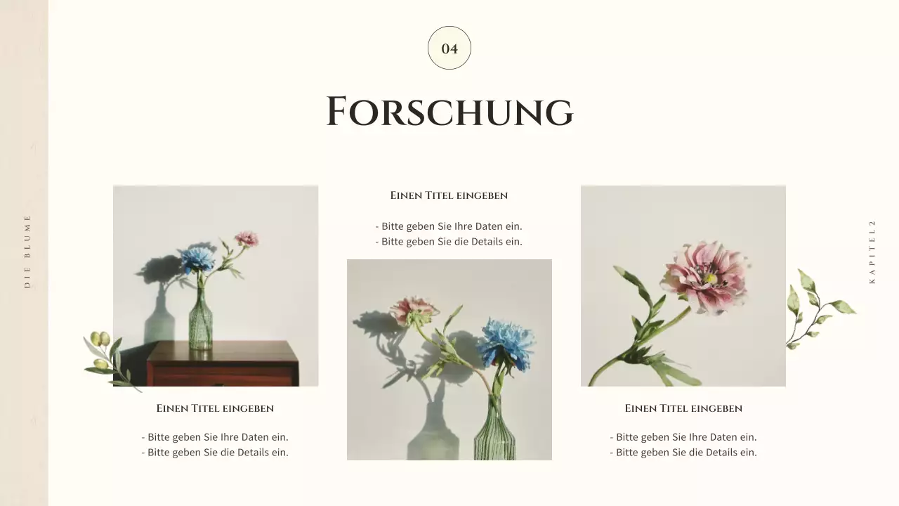 Einleitung eines Blumenladens mit Aquarellbild von beigen Blumen