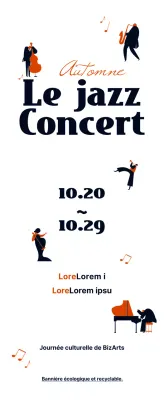 Informations sur les concerts de jazz dans un joli style d'illustration noir et orange