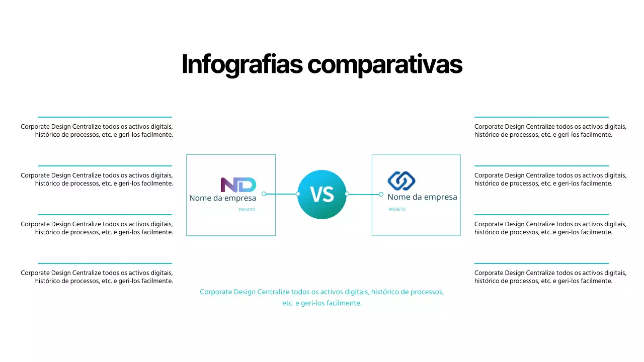 Infografia simples de comparação de empresas azuis