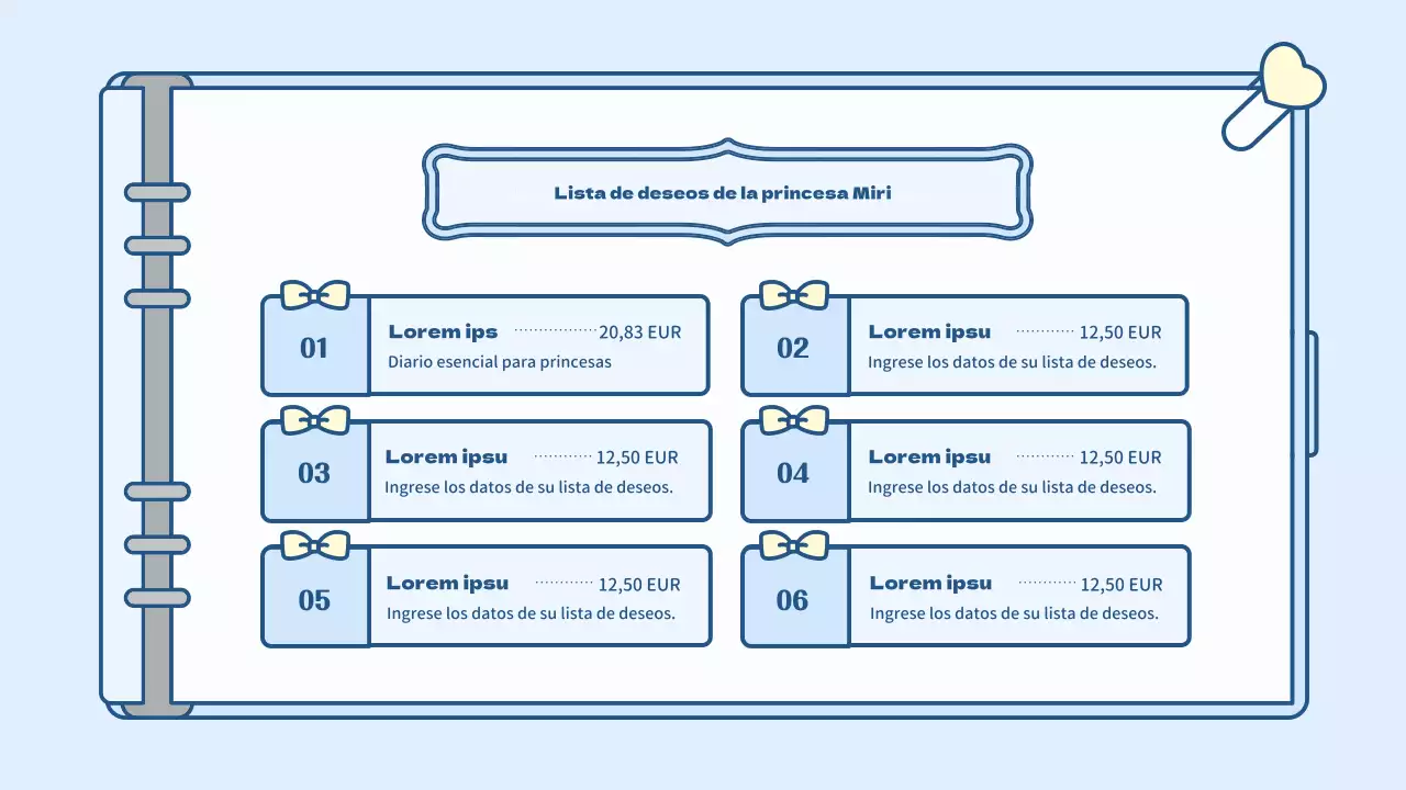 Bonito kit de presentación del concepto de agenda en azul claro y verde